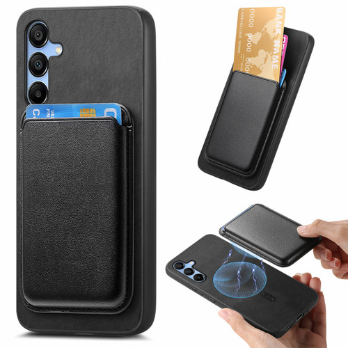 Samsung Galaxy A16 5G Retro Magsafe Card Bag PU Back Cover Phone Case - Black
